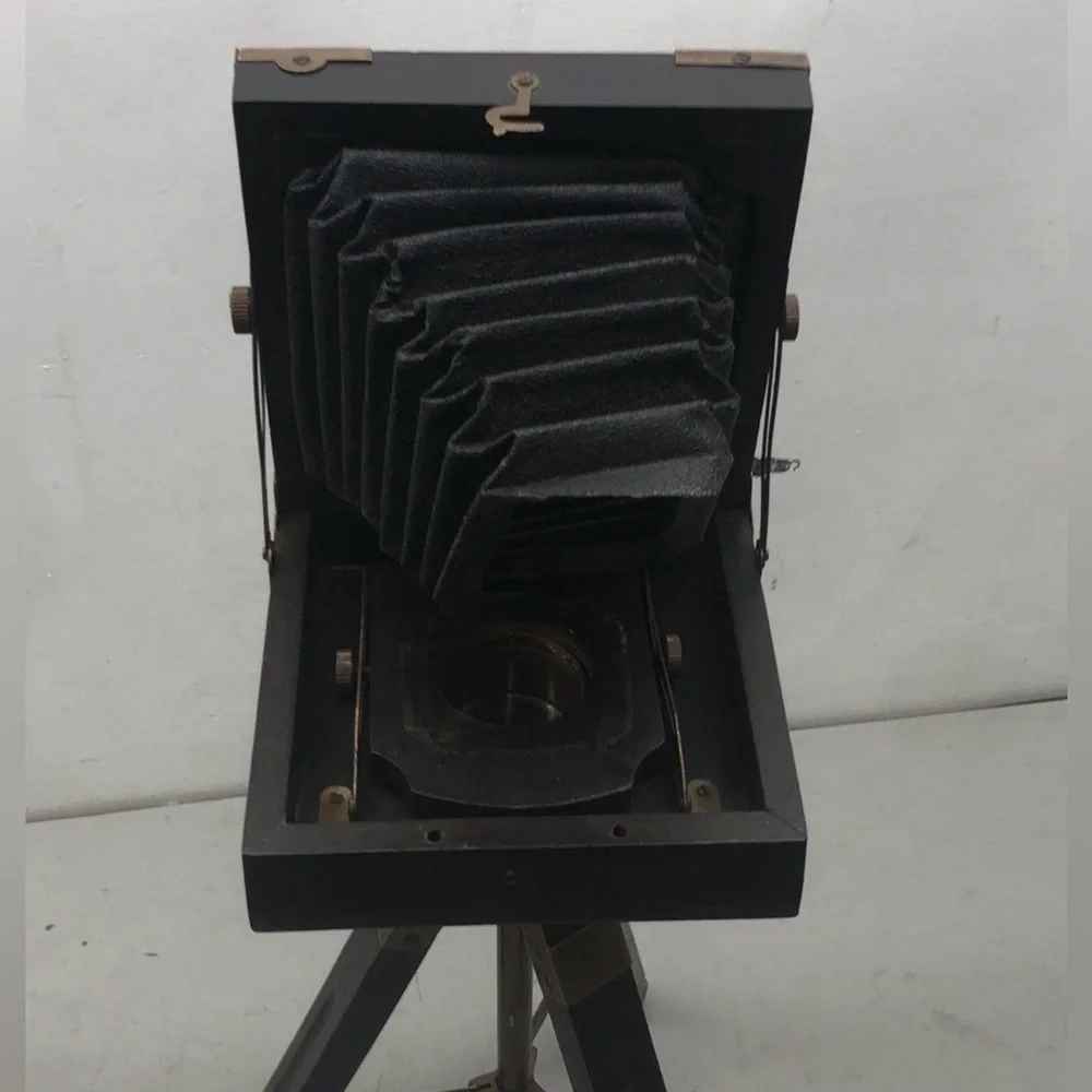 Vintage Pottery Barn Wooden Folding Faux Camera Tripod Home Decor Accent/Object